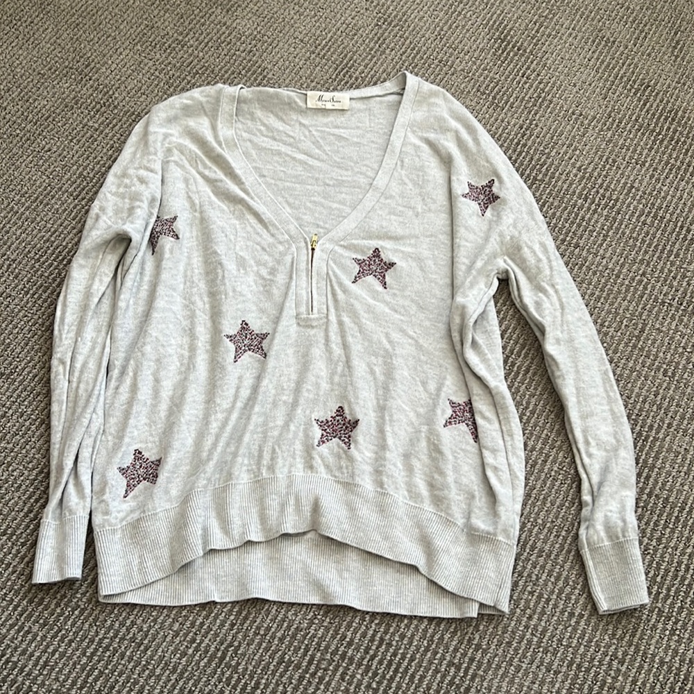 Marie Sixtine grey knit long sleeve with star embroidery size Small